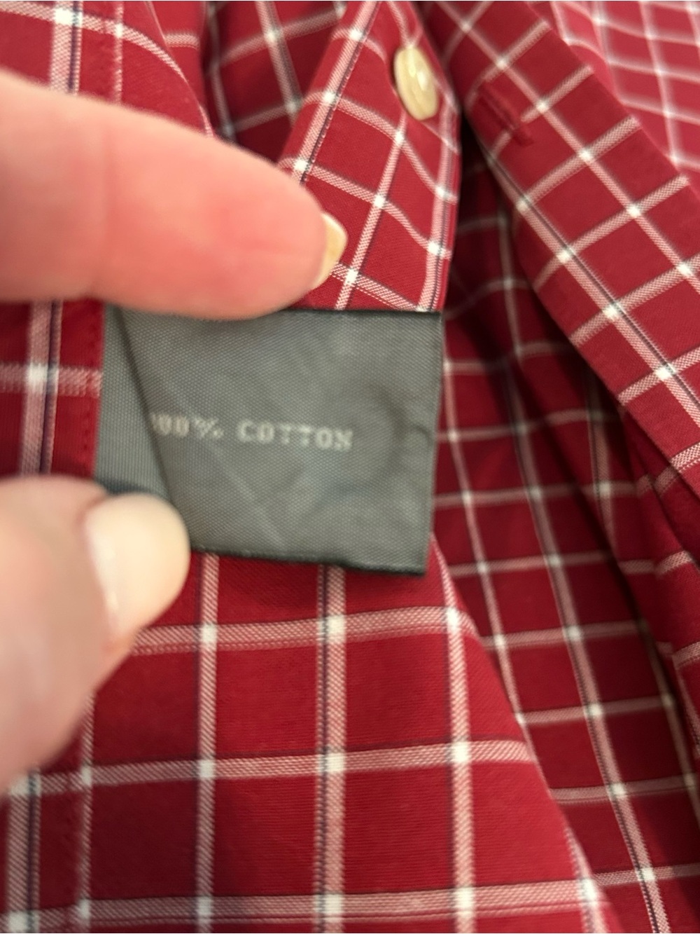 Talbots Red Windowpane Button-Down Shirt - Picture 6 of 7